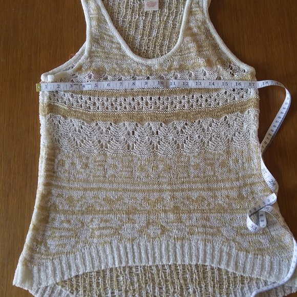 Flying Tomato | Fancy Knit Racerback Tan and White Tank | L | New - Picture 8 of 12